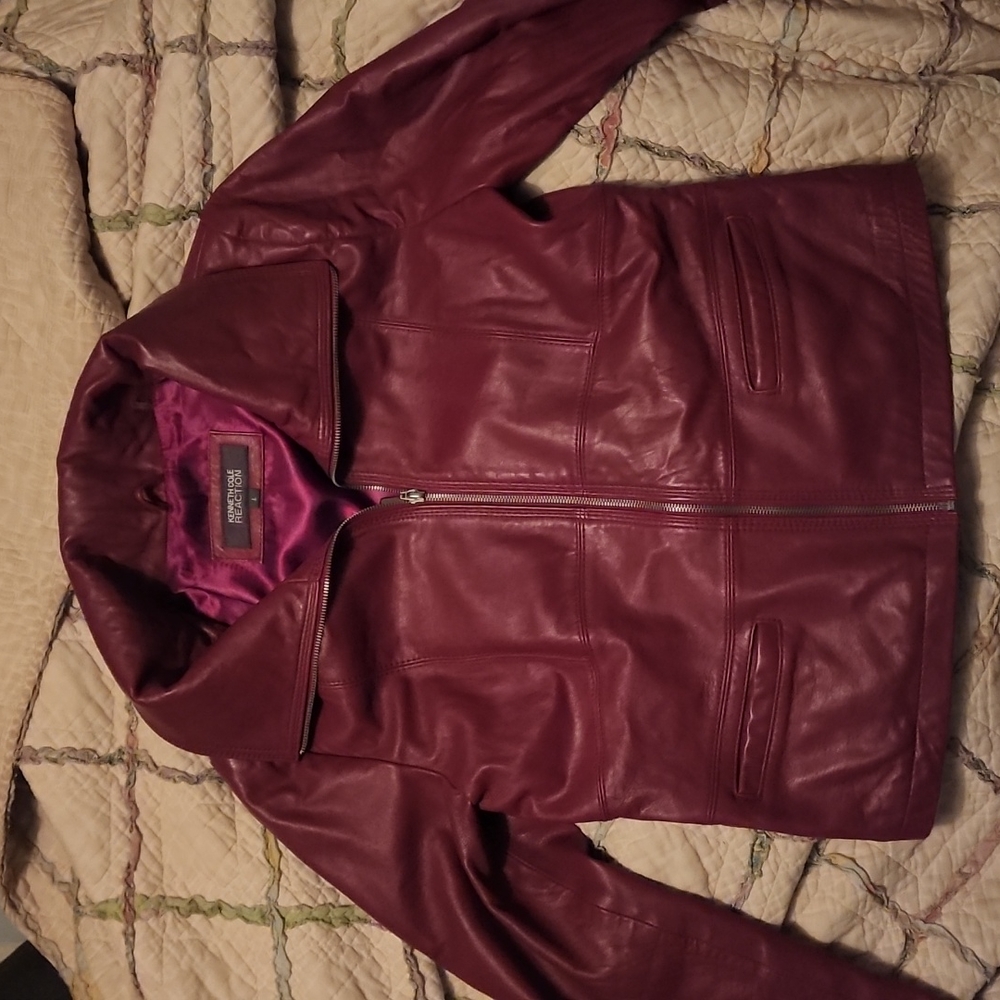 Kenneth Cole Reaction Red Leather Jacket